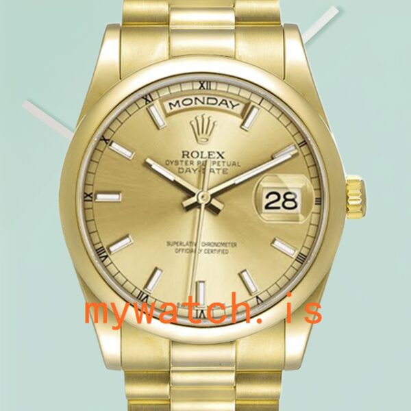 Rolex Day-Date 118208-0062 36mm Mens President Bracelet/Oyster Bracelet: Authentic vs. Replica