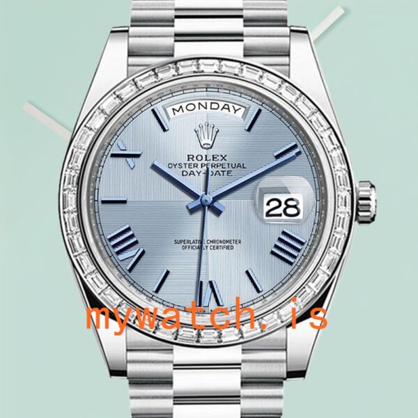 Rolex Day-Date m228396tbr-0004 Mens 40mm Silver-tone Diamond Bezel: Genuine vs. Replica